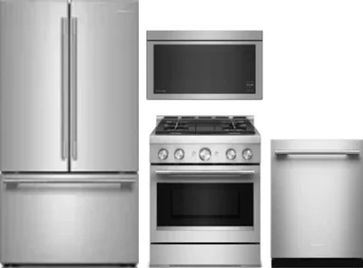 4 Piece Package Includes Refrigerator, Range, Microwave And Dishwasher