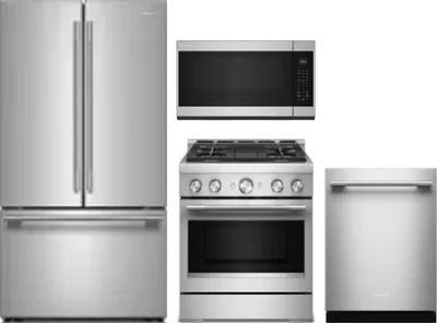 4 Piece Package Includes Refrigerator, Range, Microwave And Dishwasher
