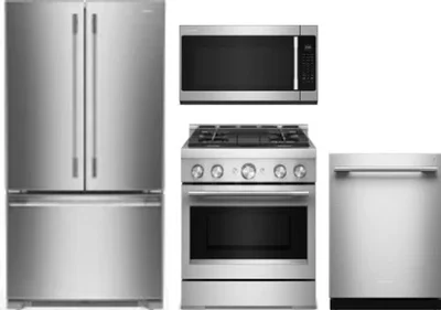 4 Piece Package Includes Refrigerator, Range, Microwave And Dishwasher