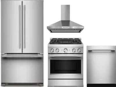4 Piece Package Includes Refrigerator, Range, Hood And Dishwasher