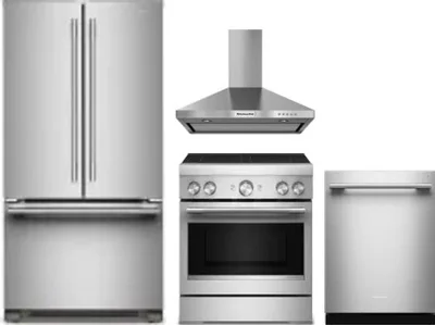 4 Piece Package Includes Refrigerator, Range, Hood And Dishwasher