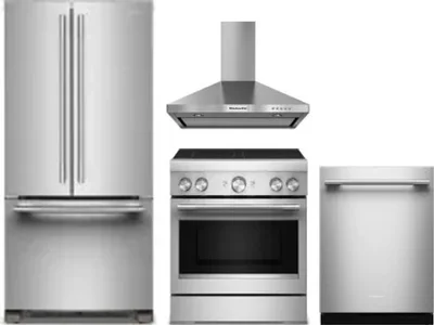 4 Piece Package Includes Refrigerator, Range, Hood And Dishwasher