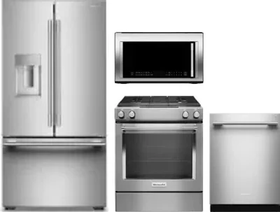 4 Piece Package Includes Refrigerator, Range, Microwave And Dishwasher