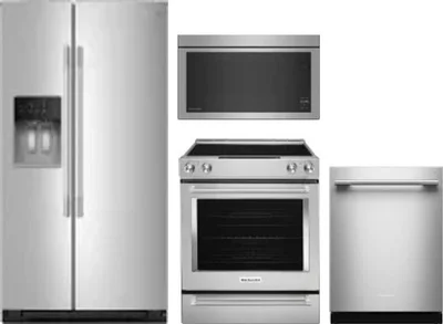 4 Piece Package Includes Refrigerator, Range, Microwave And Dishwasher