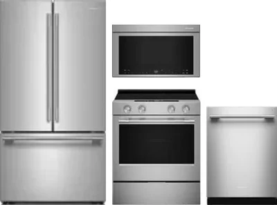 4 Piece Package Includes Refrigerator, Range, Microwave And Dishwasher