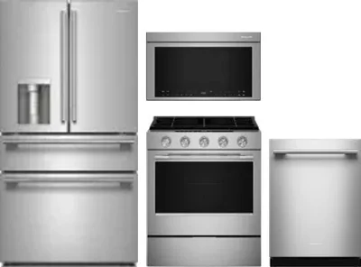 4 Piece Package Includes Refrigerator, Range, Microwave And Dishwasher