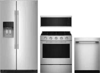 4 Piece Package Includes Refrigerator, Range, Microwave And Dishwasher