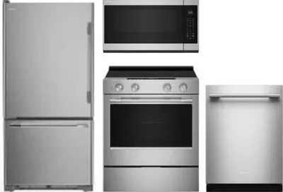 4 Piece Package Includes Refrigerator, Range, Microwave And Dishwasher