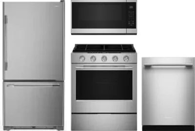 4 Piece Package Includes Refrigerator, Range, Microwave And Dishwasher