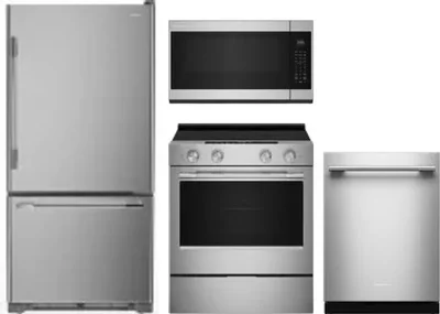 4 Piece Package Includes Refrigerator, Range, Microwave And Dishwasher