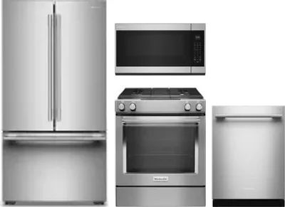 4 Piece Package Includes Refrigerator, Range, Microwave And Dishwasher