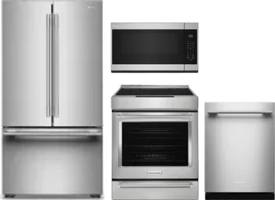 4 Piece Package Includes Refrigerator, Range, Microwave And Dishwasher