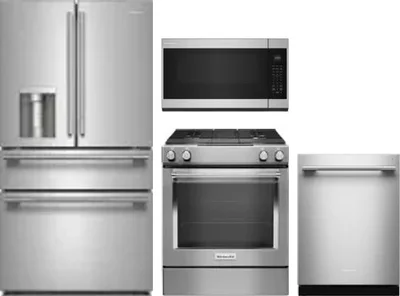 4 Piece Package Includes Refrigerator, Range, Microwave And Dishwasher