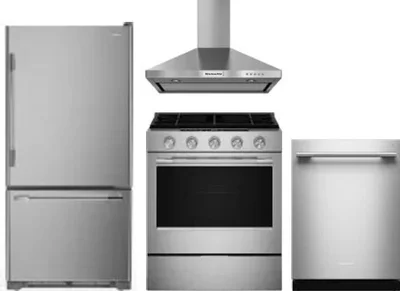 4 Piece Package Includes Refrigerator, Range, Hood And Dishwasher