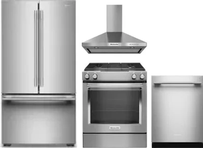 4 Piece Package Includes Refrigerator, Range, Hood And Dishwasher