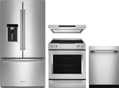 4 Piece Package Includes Refrigerator, Range, Hood And Dishwasher