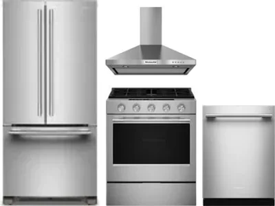 4 Piece Package Includes Refrigerator, Range, Hood And Dishwasher