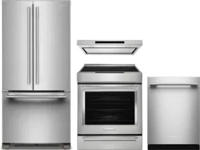4 Piece Package Includes Refrigerator, Range, Hood And Dishwasher