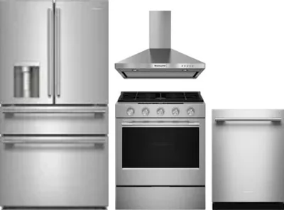 4 Piece Package Includes Refrigerator, Range, Hood And Dishwasher