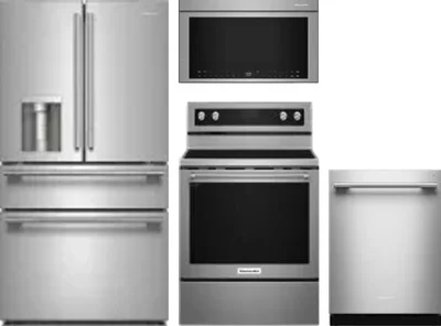 4 Piece Package Includes Refrigerator, Range, Microwave And Dishwasher