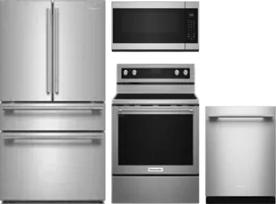 4 Piece Package Includes Refrigerator, Range, Microwave And Dishwasher