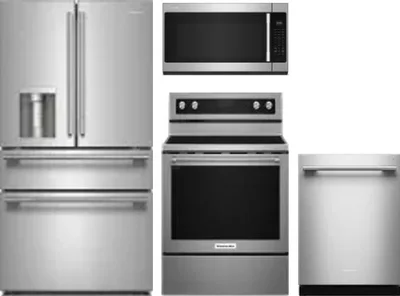 4 Piece Package Includes Refrigerator, Range, Microwave And Dishwasher
