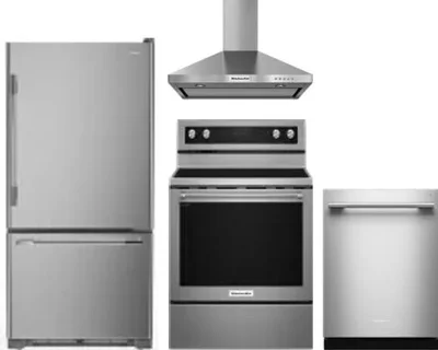 4 Piece Package Includes Refrigerator, Range, Hood And Dishwasher