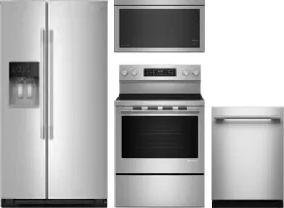 4 Piece Package Includes Refrigerator, Range, Microwave And Dishwasher