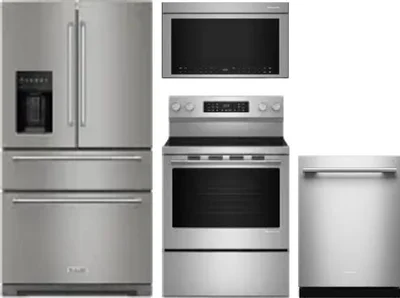 4 Piece Package Includes Refrigerator, Range, Microwave And Dishwasher