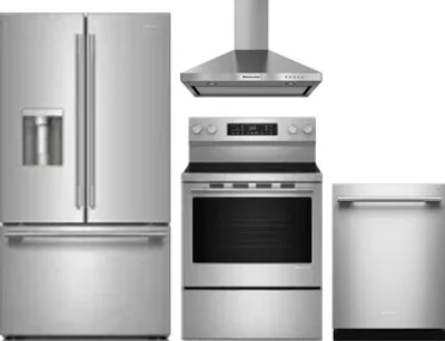 4 Piece Package Includes Refrigerator, Range, Hood And Dishwasher