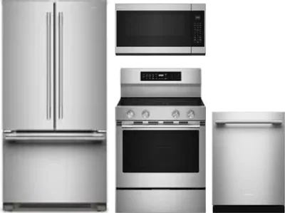 4 Piece Package Includes Refrigerator, Range, Microwave And Dishwasher