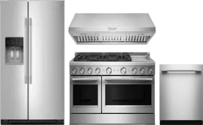 4 Piece Package Includes Refrigerator, Range, Hood And Dishwasher
