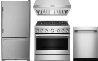 4 Piece Package Includes Refrigerator, Range, Hood And Dishwasher