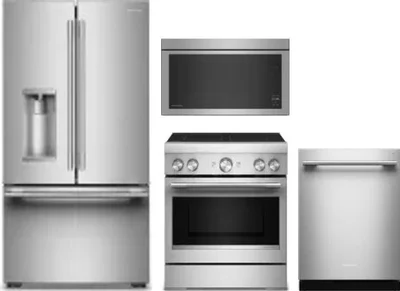 4 Piece Package Includes Refrigerator, Range, Microwave And Dishwasher