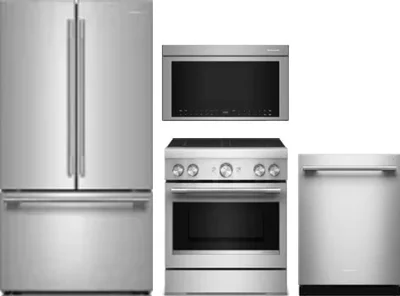 4 Piece Package Includes Refrigerator, Range, Microwave And Dishwasher