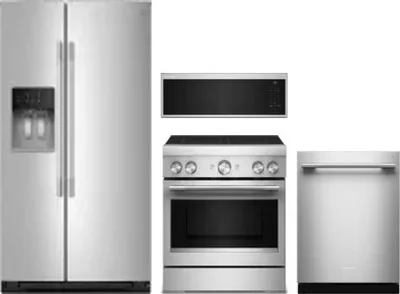 4 Piece Package Includes Refrigerator, Range, Microwave And Dishwasher