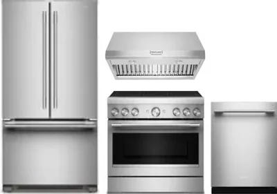 4 Piece Package Includes Refrigerator, Range, Hood And Dishwasher
