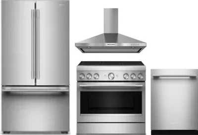 4 Piece Package Includes Refrigerator, Range, Hood And Dishwasher