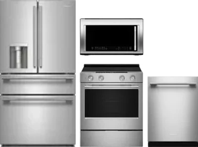 4 Piece Package Includes Refrigerator, Range, Microwave And Dishwasher