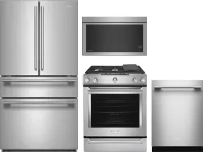 4 Piece Package Includes Refrigerator, Range, Microwave And Dishwasher