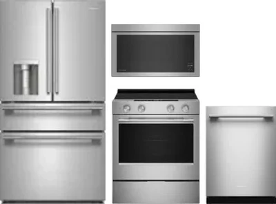 4 Piece Package Includes Refrigerator, Range, Microwave And Dishwasher