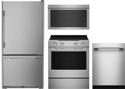 4 Piece Package Includes Refrigerator, Range, Microwave And Dishwasher
