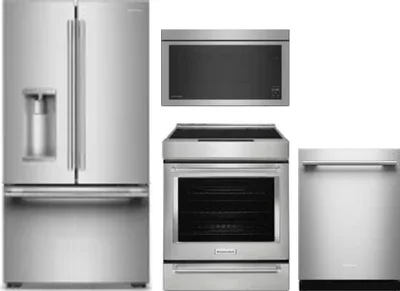 4 Piece Package Includes Refrigerator, Range, Microwave And Dishwasher