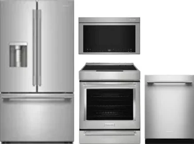 4 Piece Package Includes Refrigerator, Range, Microwave And Dishwasher