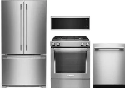 4 Piece Package Includes Refrigerator, Range, Microwave And Dishwasher