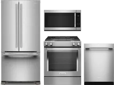 4 Piece Package Includes Refrigerator, Range, Microwave And Dishwasher