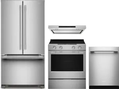4 Piece Package Includes Refrigerator, Range, Hood And Dishwasher