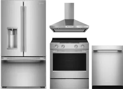 4 Piece Package Includes Refrigerator, Range, Hood And Dishwasher