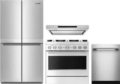 4 Piece Package Includes Refrigerator, Range, Hood And Dishwasher