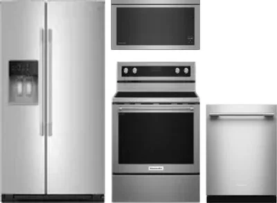 4 Piece Package Includes Refrigerator, Range, Microwave And Dishwasher